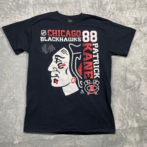 NHL Chicago Blackhawks T Shirt Mens Medium Black Excellent Patrick Kane 88 Tee